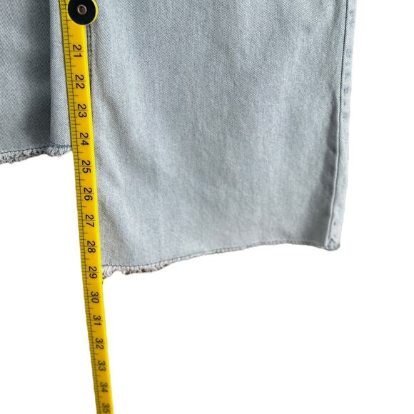 ELITE PINK Light Wash Paperbag Waist Drawstring Frayed Hem Wide Leg Jean Size 29 - Picture 2 of 7